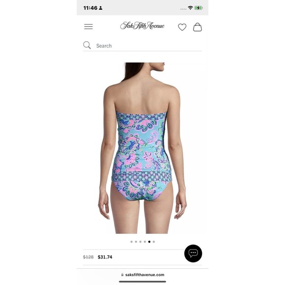 New LILLY PULITZER 0 JUSTINA TANKINI BLUE HORIZON JUNGLE SUNRISE - Picture 4 of 11